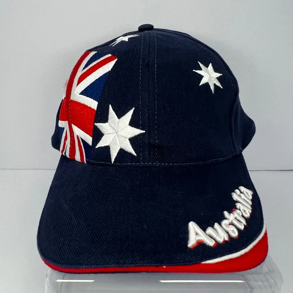 Australia Flag Embroidered Baseball Cap Hat Adjustable Strap Navy Blue‎ Nation